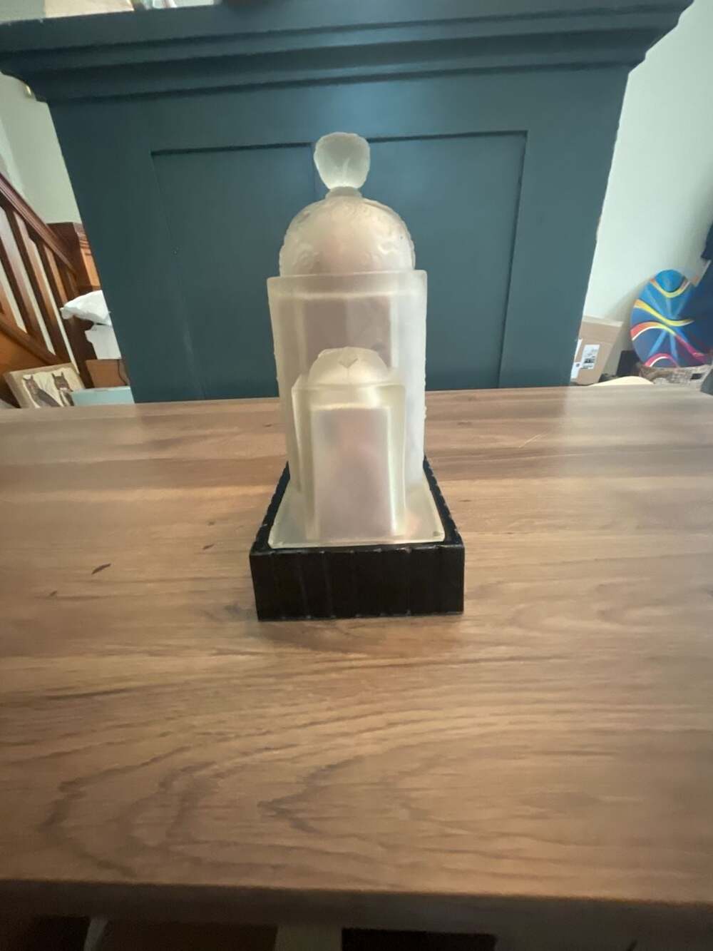 Vintage Art Deco Frosted Glass Architectural Tier Desk Lamp-non-working - Picture 4 of 11